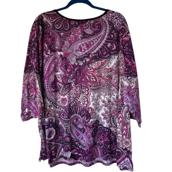 Catherines Plus Size 2X 22/24W Pink/Purple Boho Blouse Shirt Top Business - Picture 6 of 8